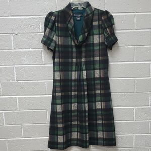 Jessica Howard Green and Black Plaid Mini Dress